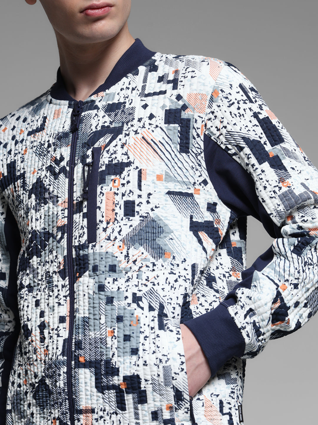 White Printed Sweat Jacket