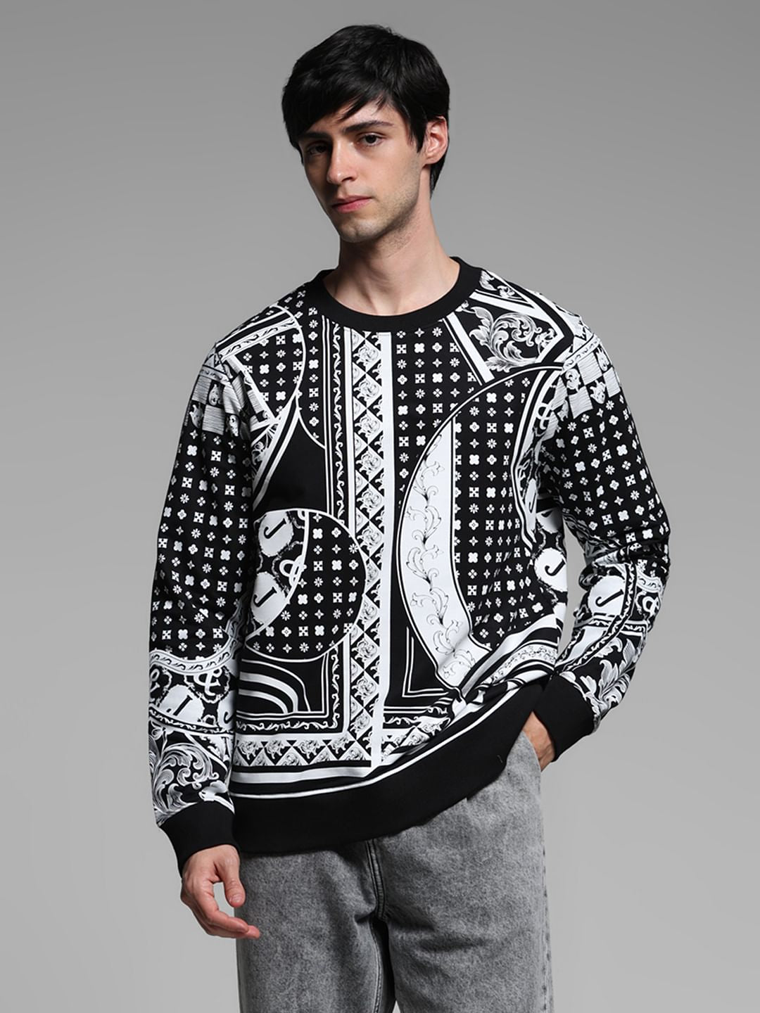 Black Printed Sweatshirt