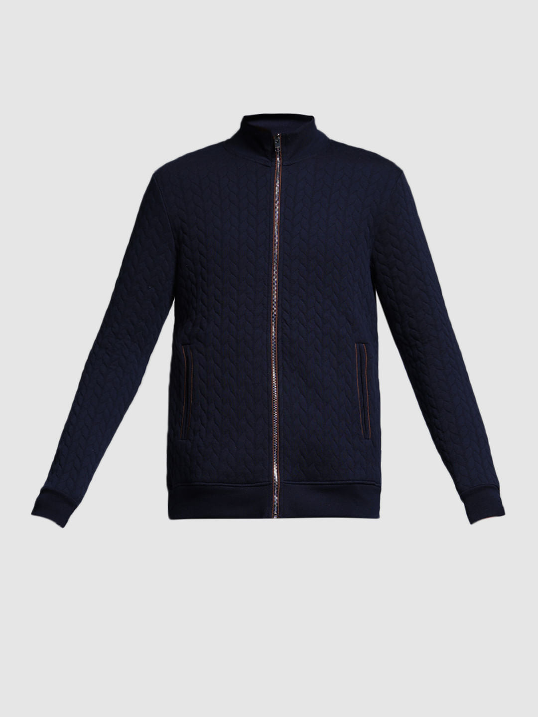 BLUE CASUAL ZIPPER JACKET