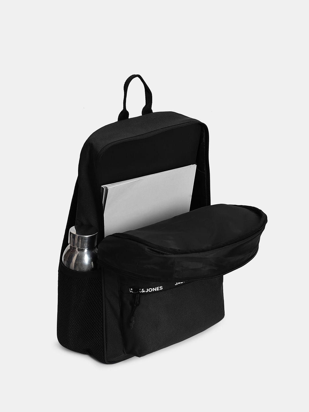 Black Logo Print Backpack