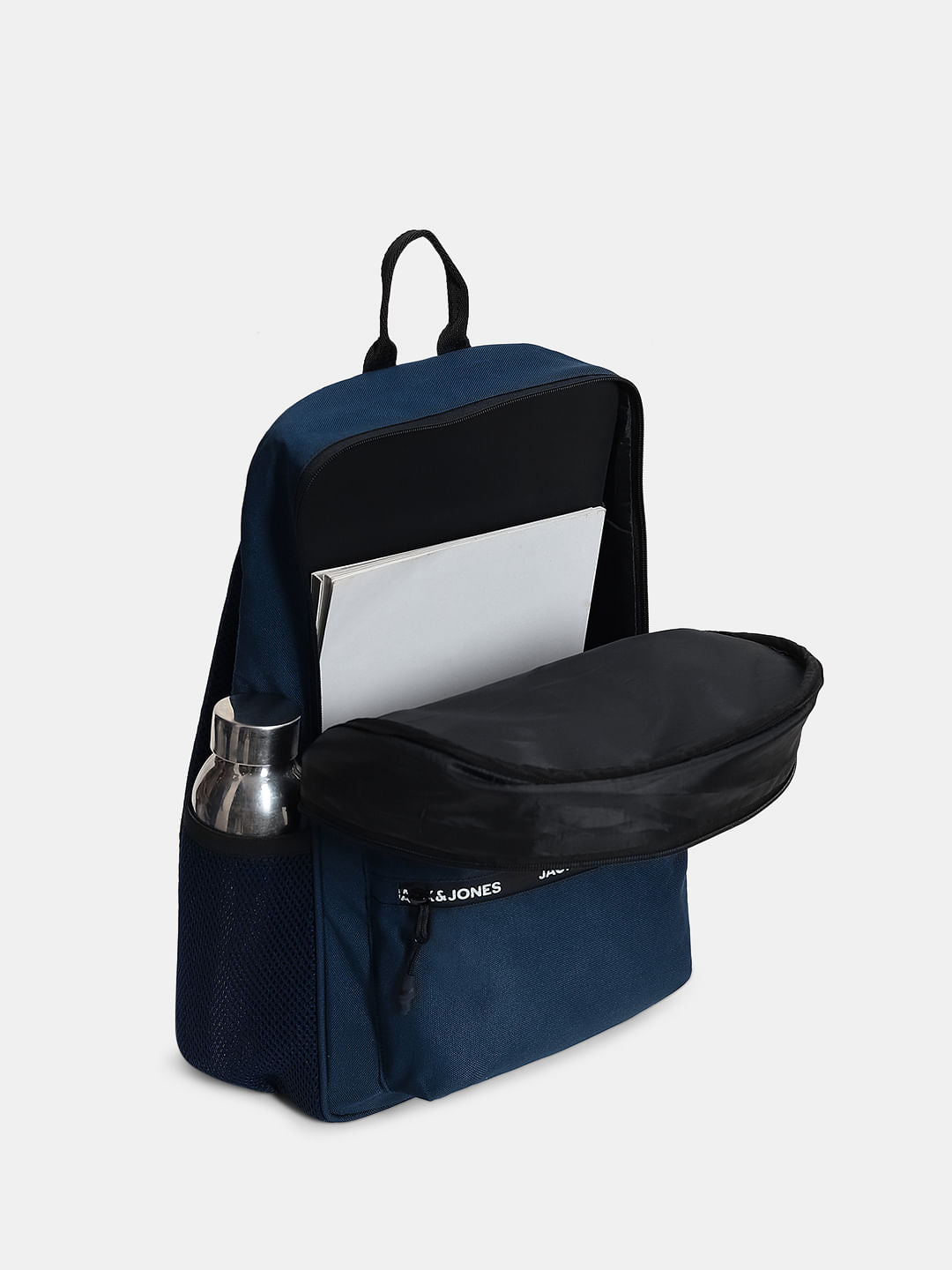 Navy Blue Logo Print Backpack