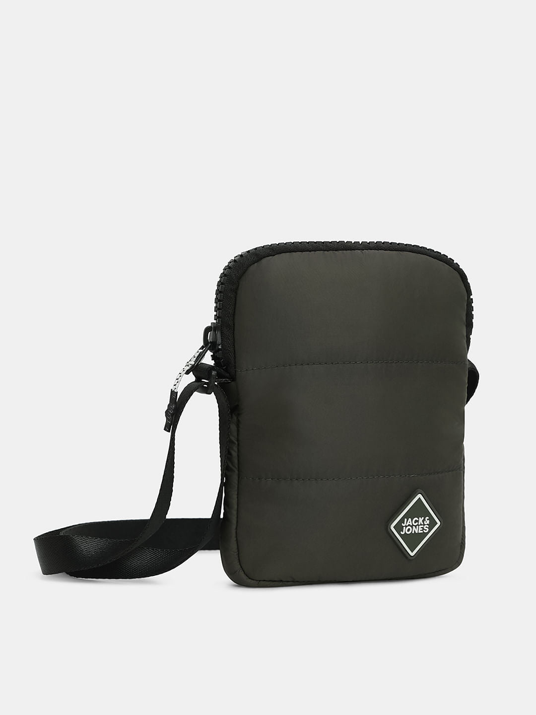 Olive Green Quilted Sling Bag