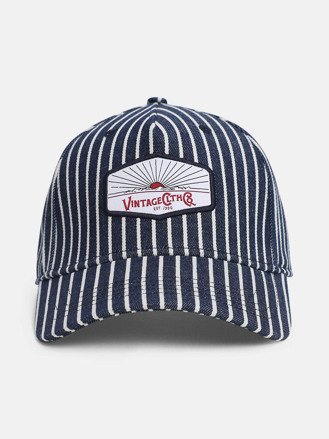Dark Blue Denim Striped Cap - ONE
