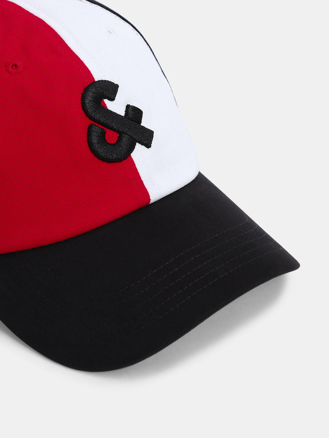 Black Colourblocked Baseball Cap