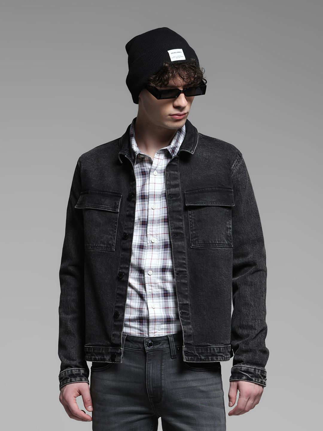 Black Washed Denim Jacket - S