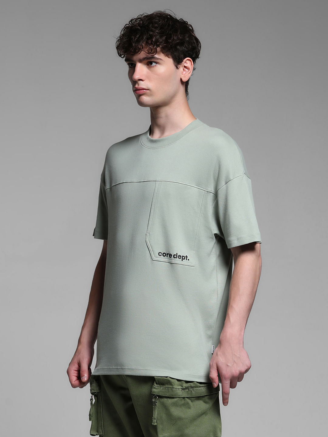 GREEN CREW NECK T-SHIRT