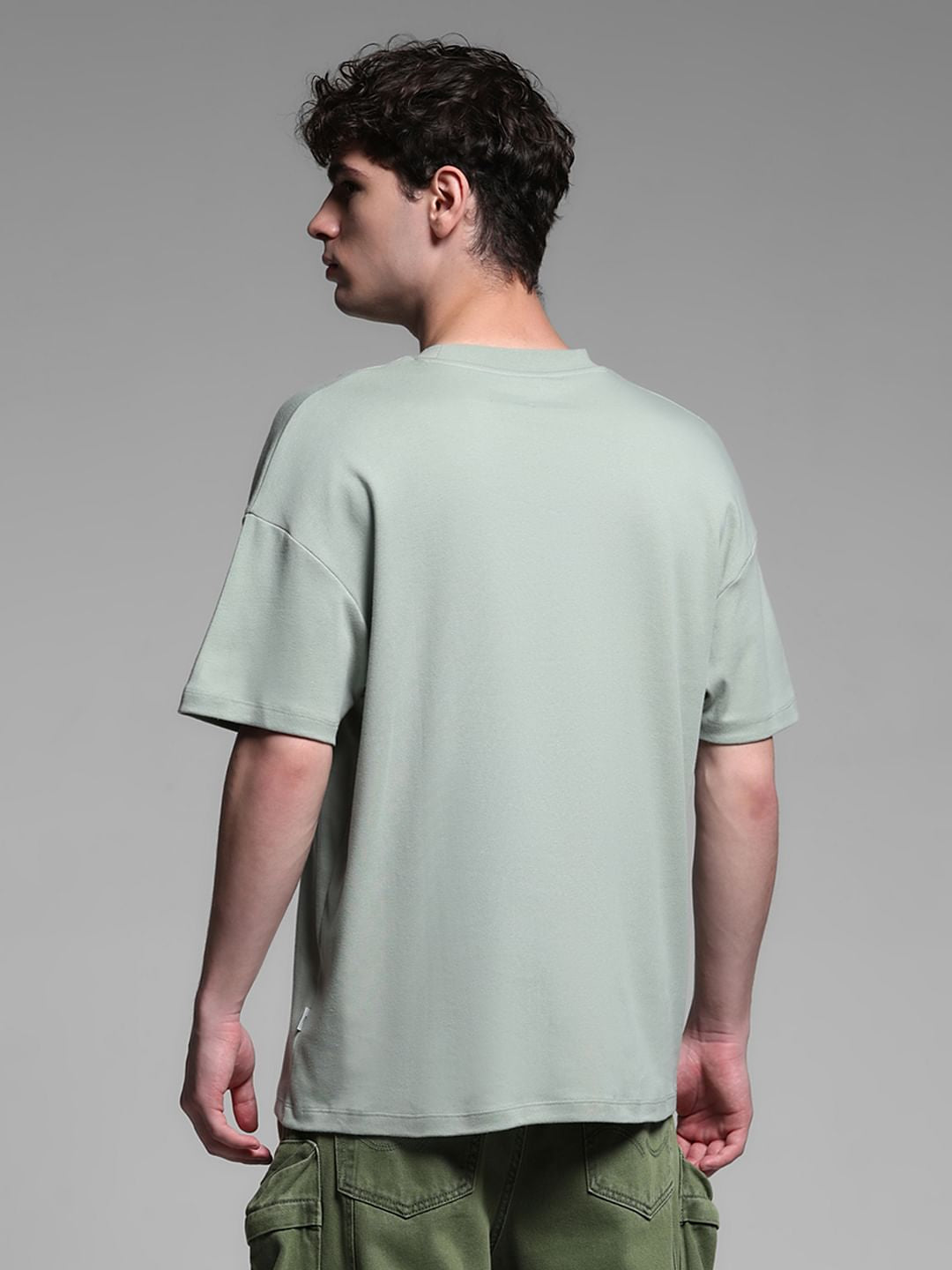 GREEN CREW NECK T-SHIRT