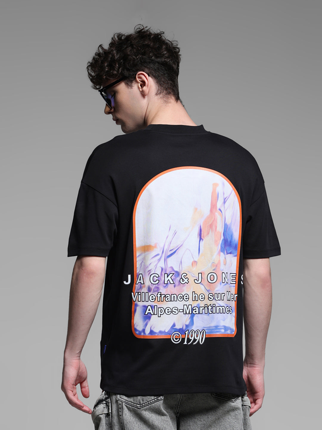 Black Oversized Crew Neck T-shirt - L