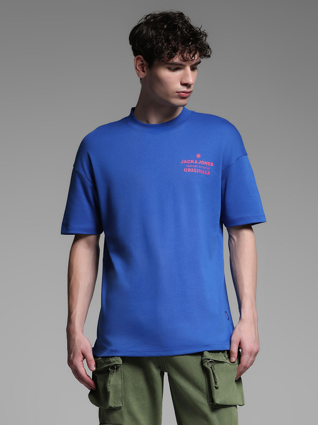 Blue Cotton Oversized T-shirt