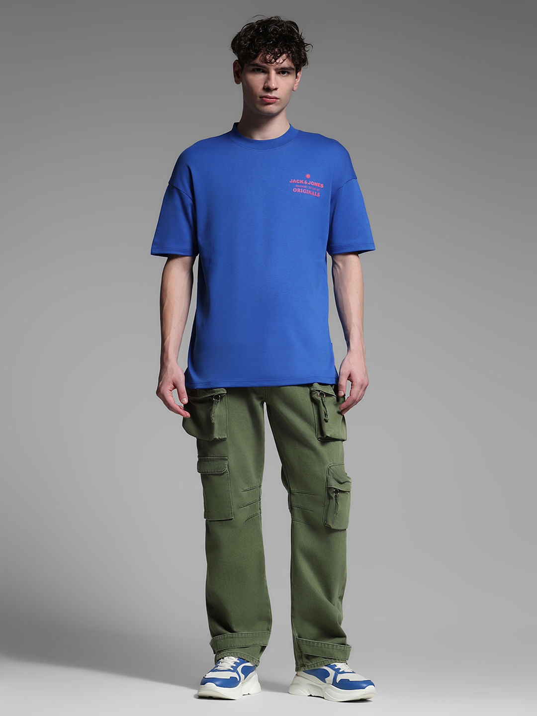 Blue Cotton Oversized T-shirt