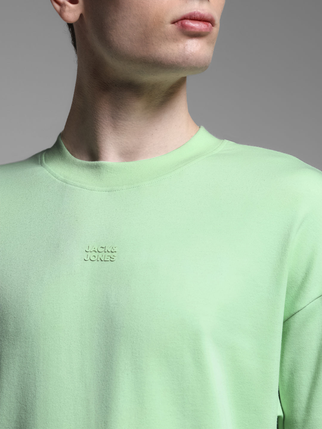 Men's Green Cotton Oversized Graphic Crew Neck T-Shirt