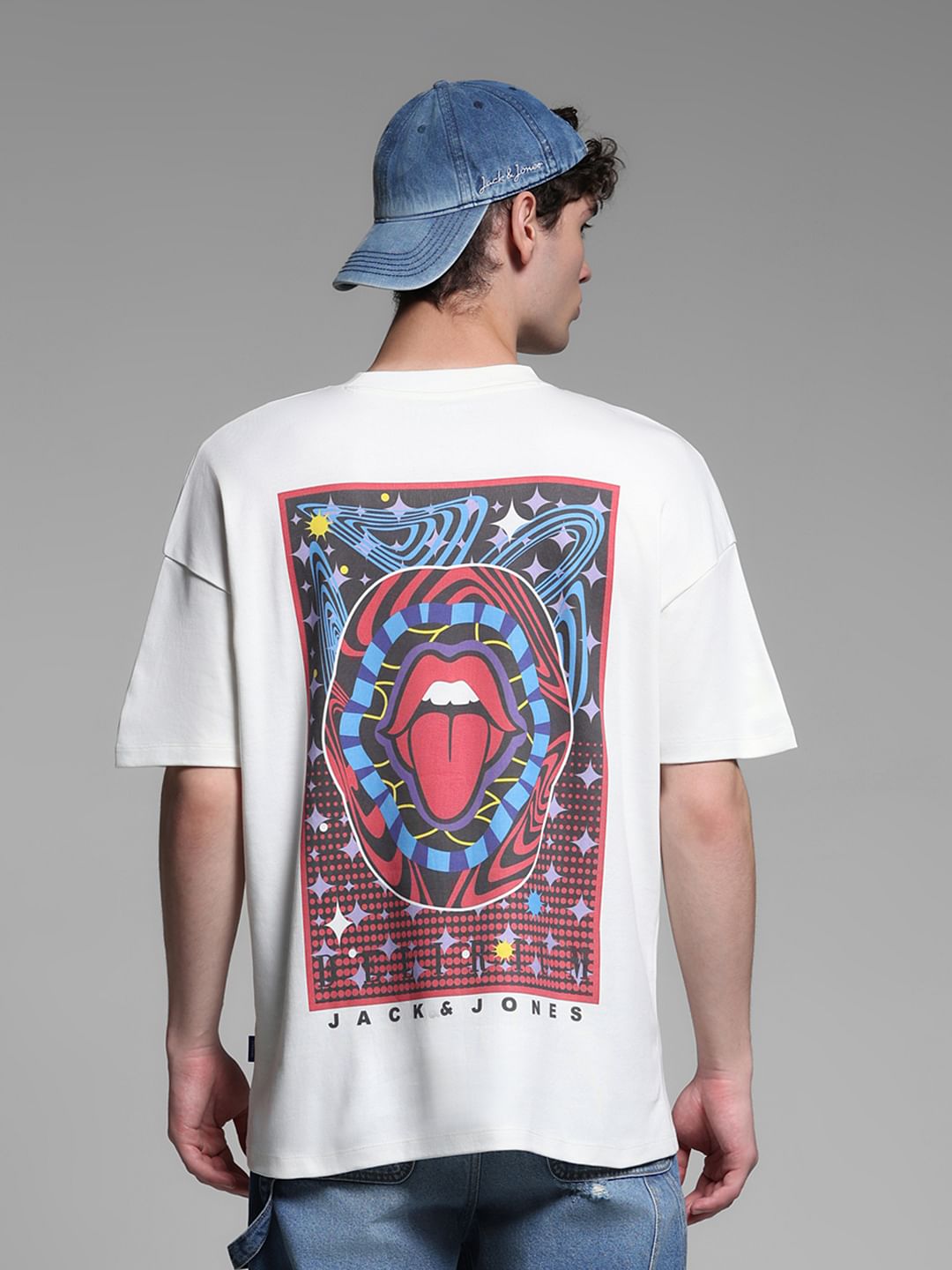 WHITE PRINTED T-SHIRT - S