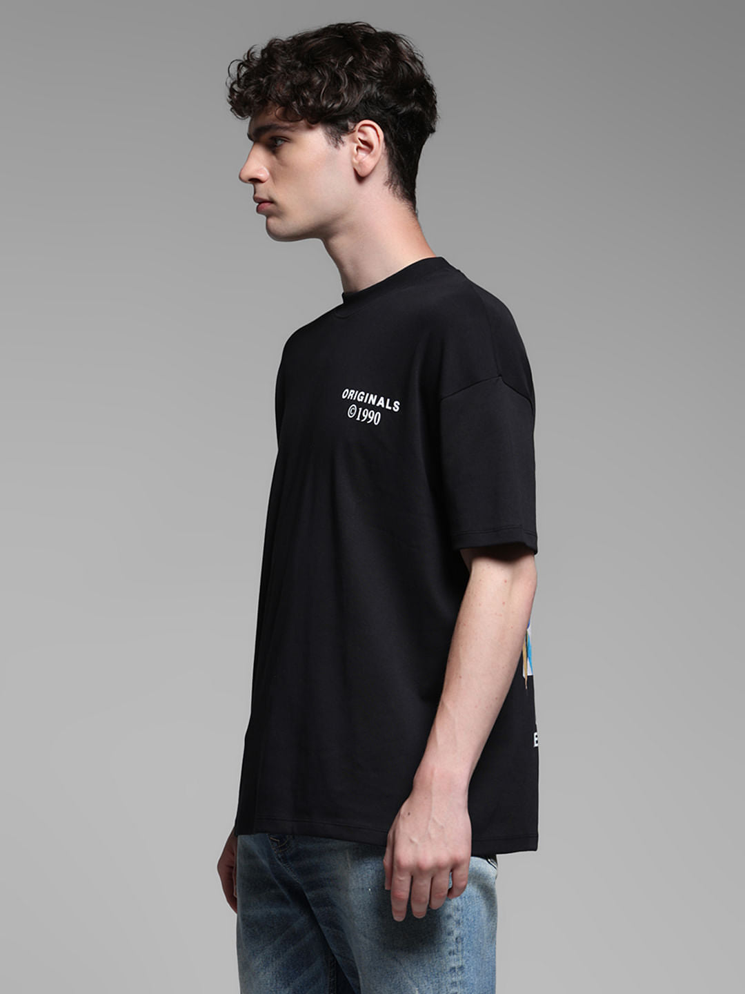 Black Cotton Crew Neck T-shirt