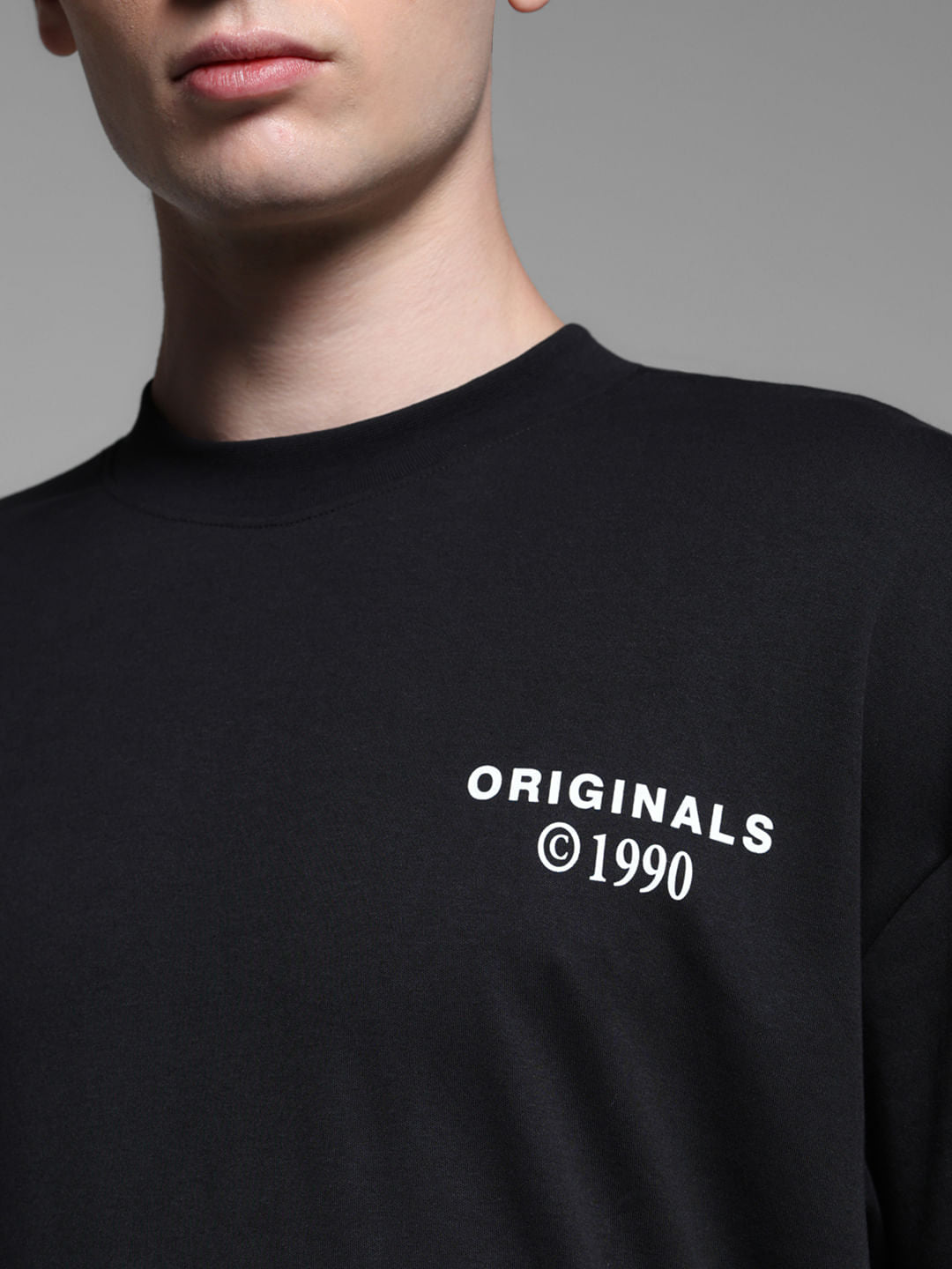 Black Cotton Crew Neck T-shirt