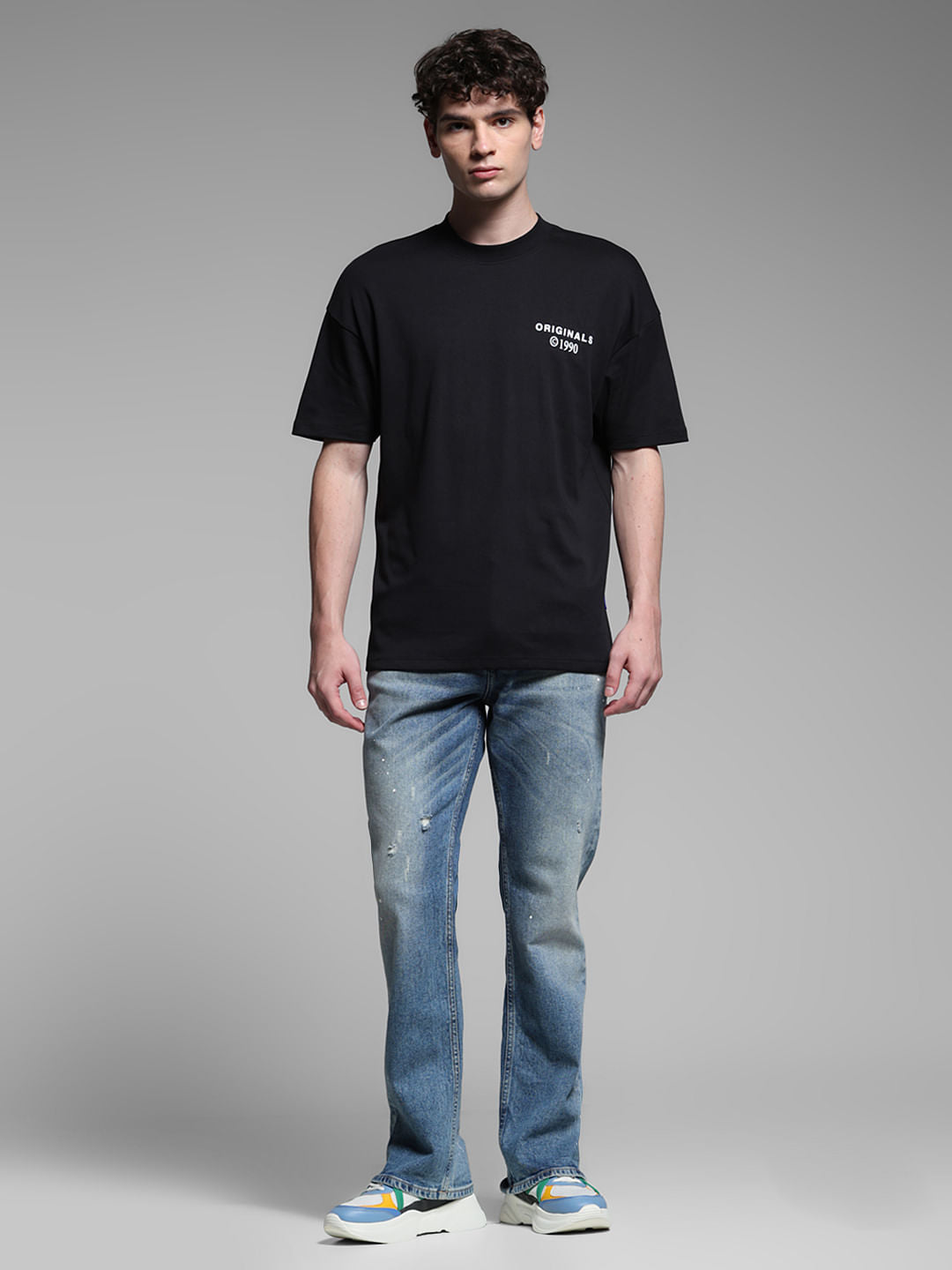 Black Cotton Crew Neck T-shirt