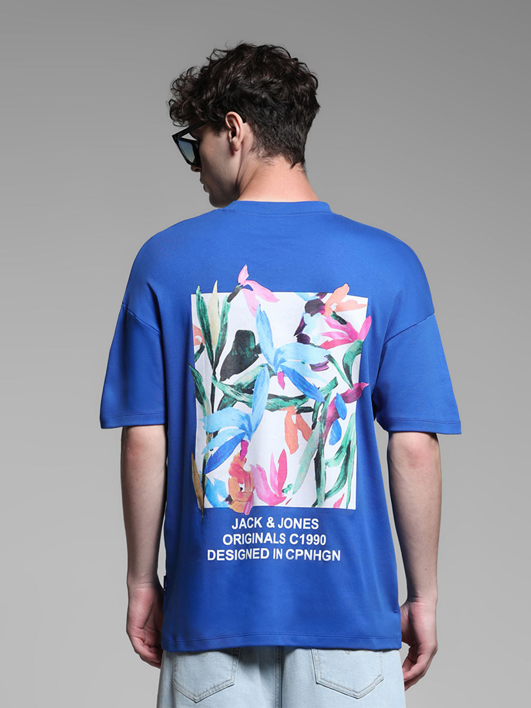 Blue Cotton Crew Neck T-shirt