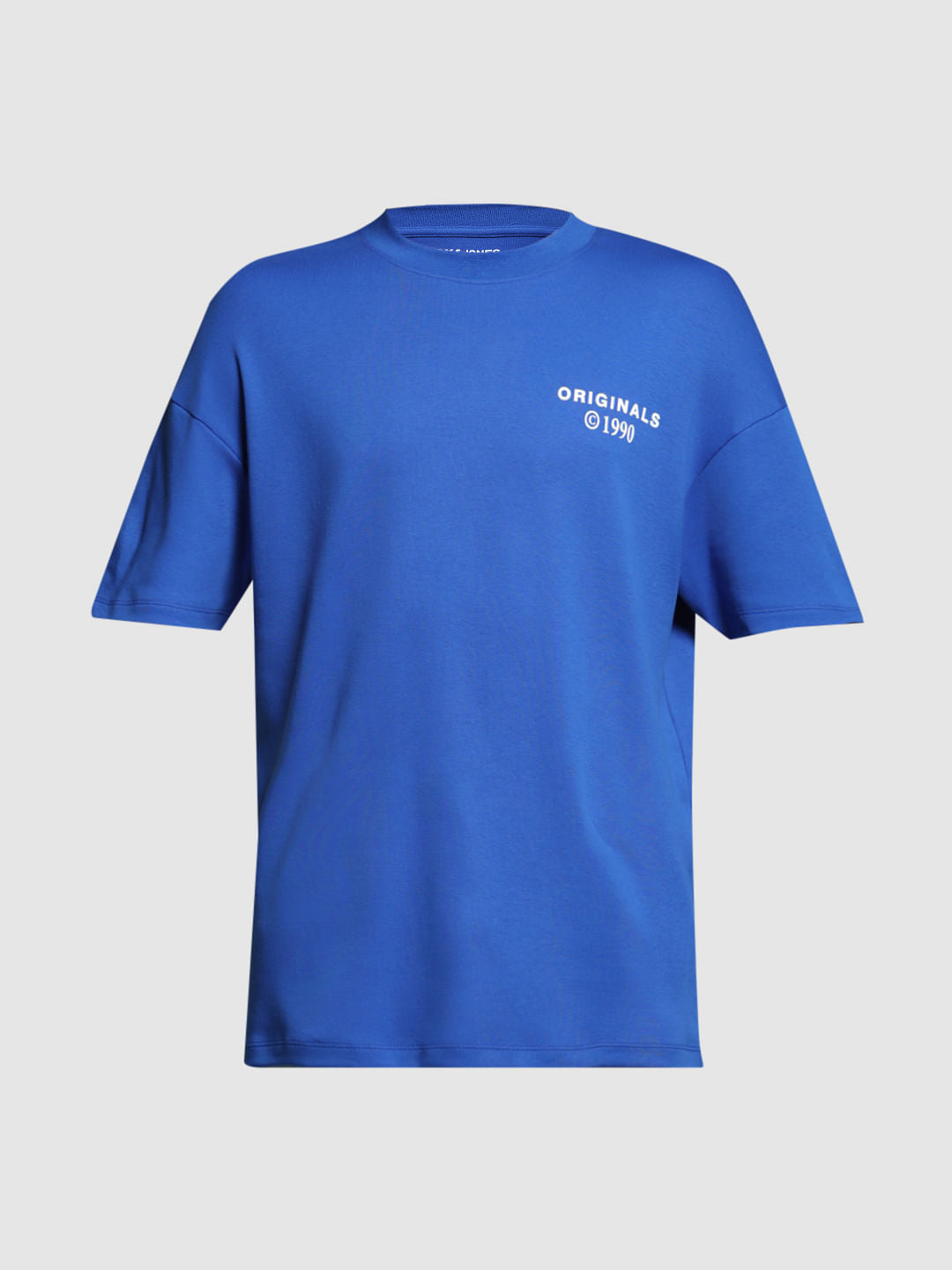 Blue Cotton Crew Neck T-shirt