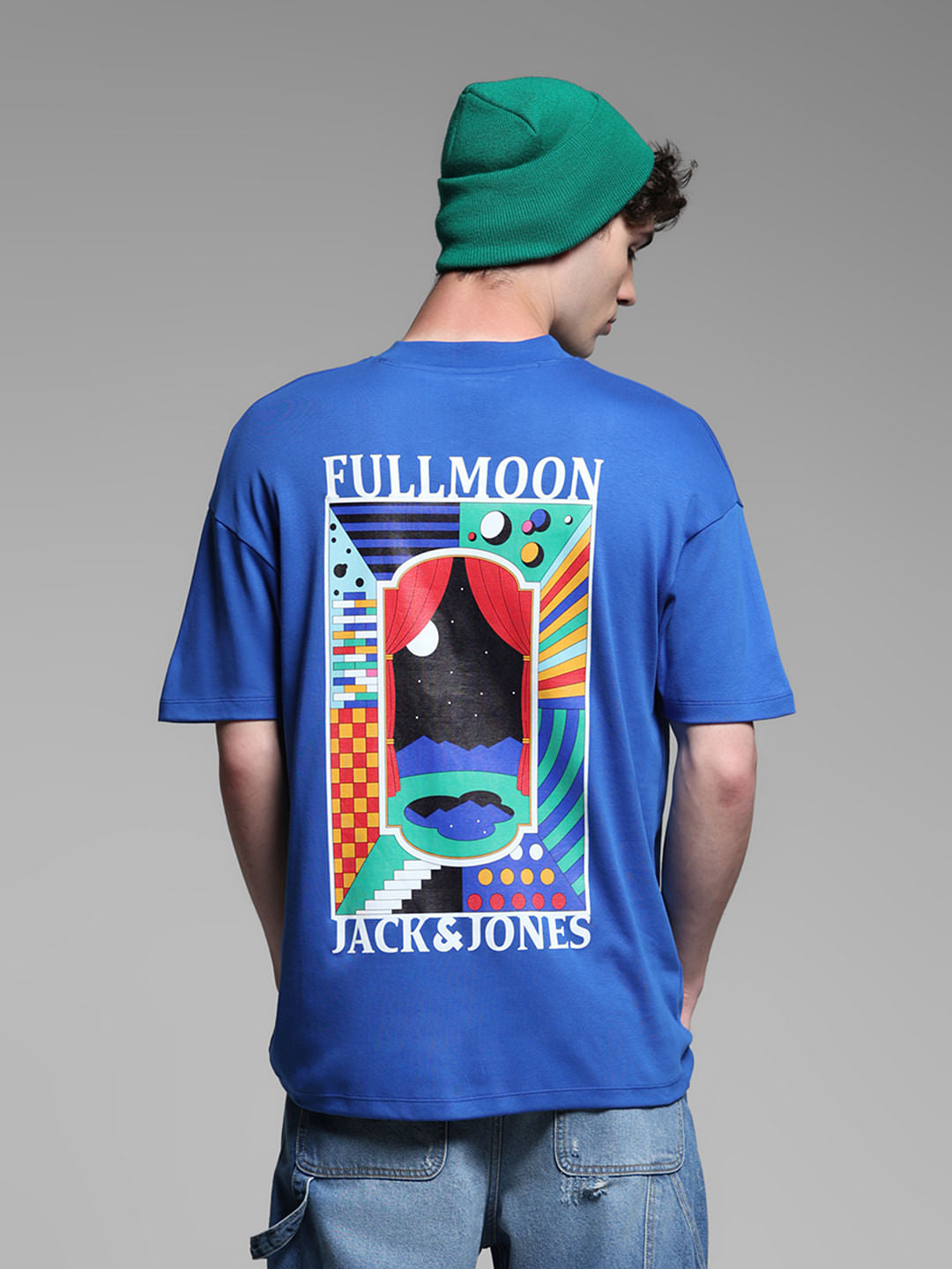 Blue Cotton Crew Neck T-shirt