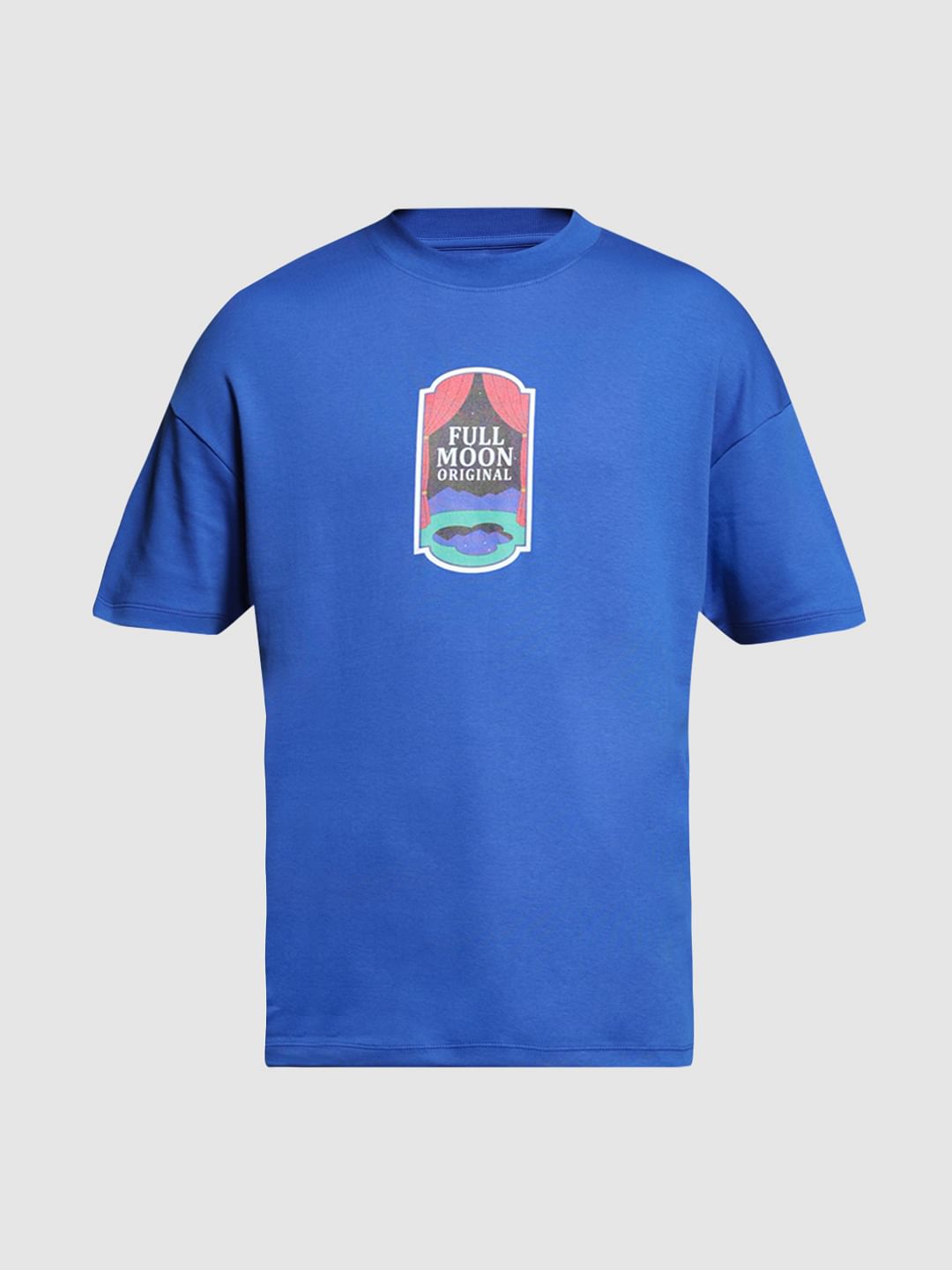 Blue Cotton Crew Neck T-shirt