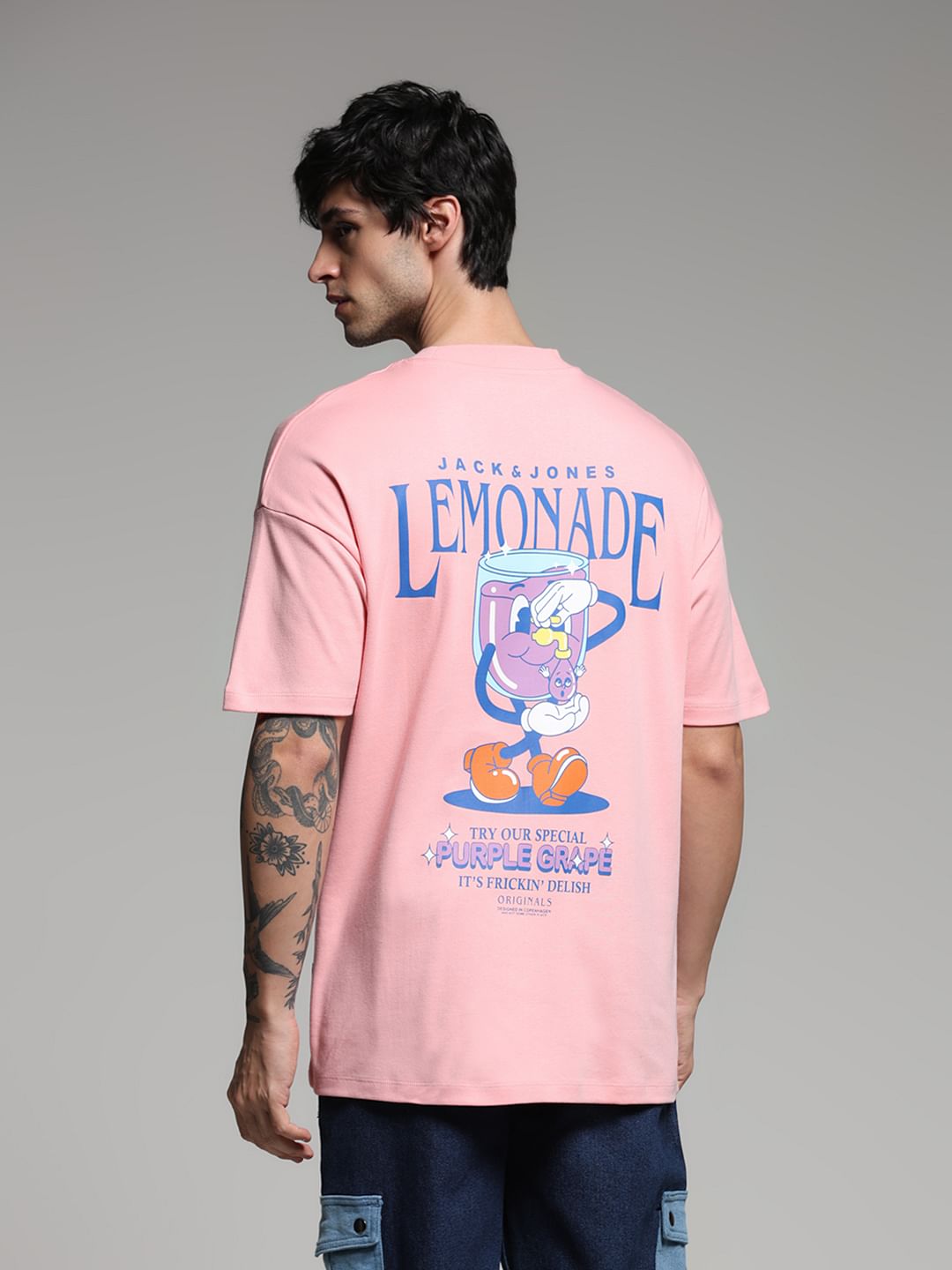 Pink Cotton Oversized T-shirt - S