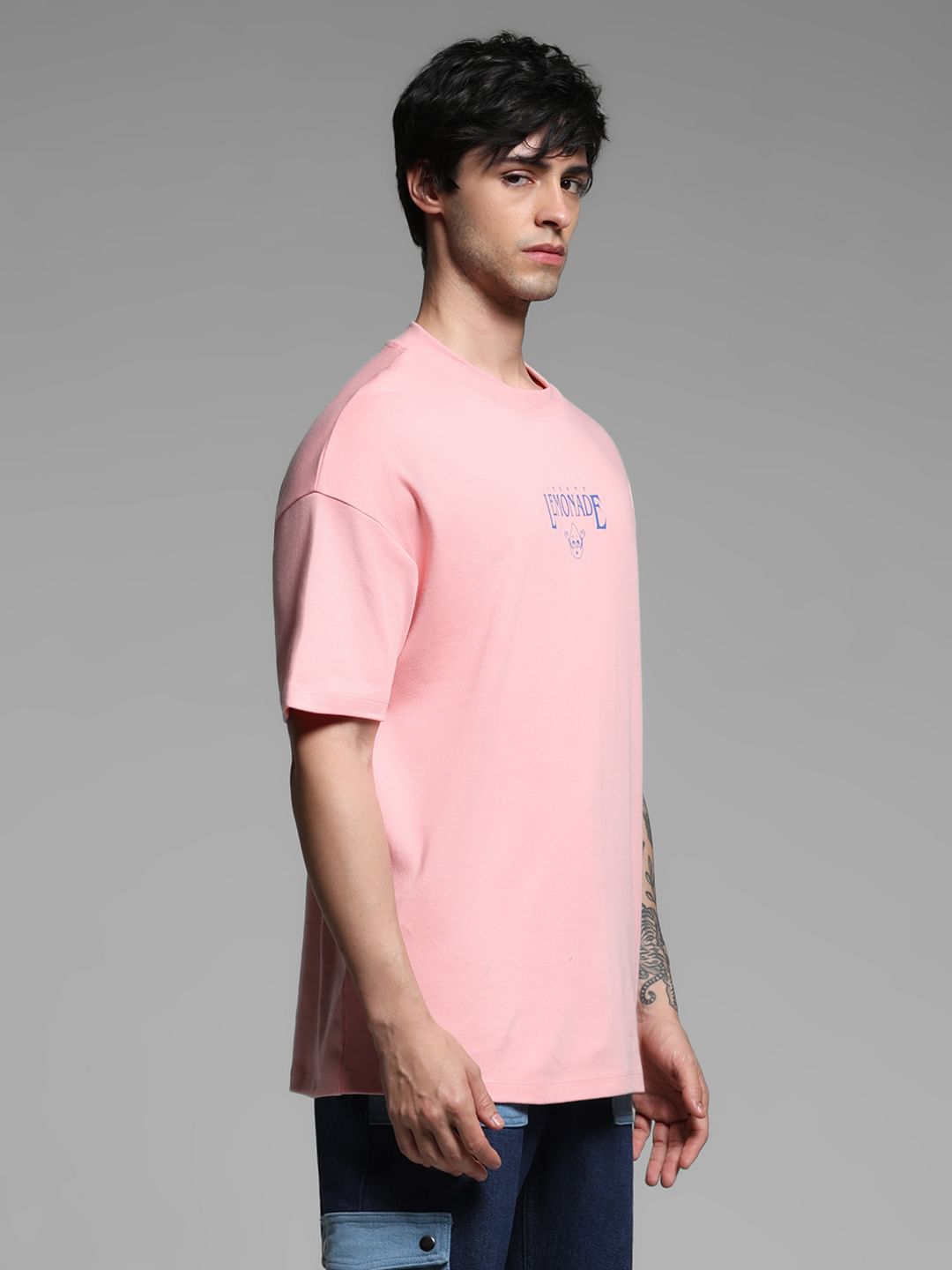 Pink Cotton Oversized T-shirt