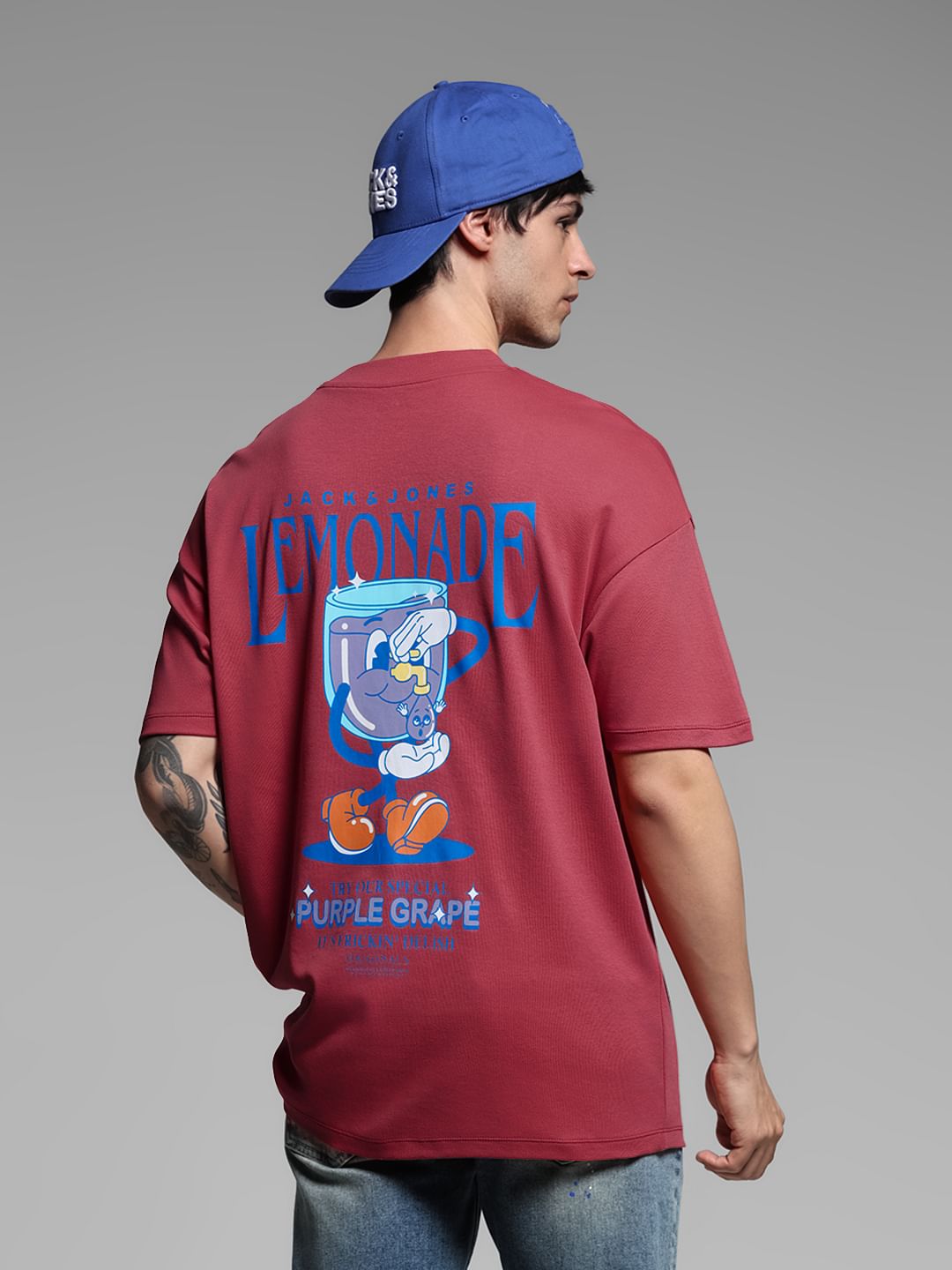 Dark Pink Cotton Oversized T-shirt - S