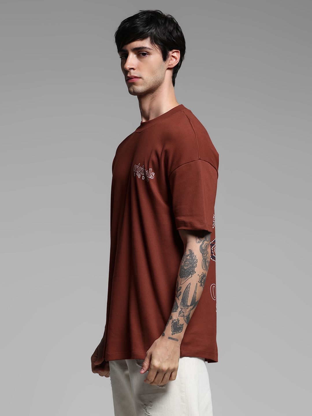 Brick Red Cotton Oversized T-shirt
