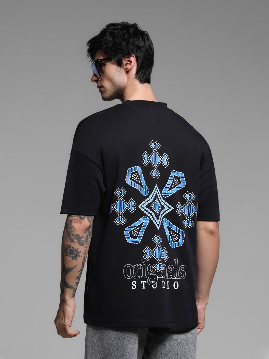 Black Cotton Oversized T-shirt - S
