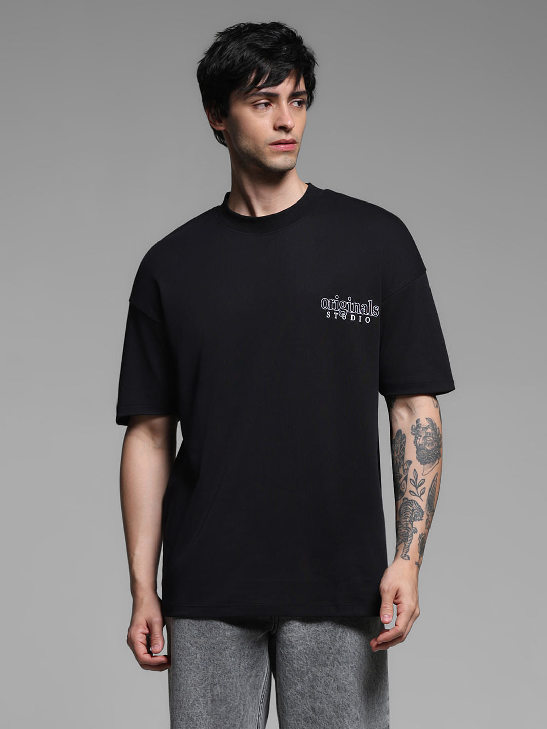 Black Cotton Oversized T-shirt