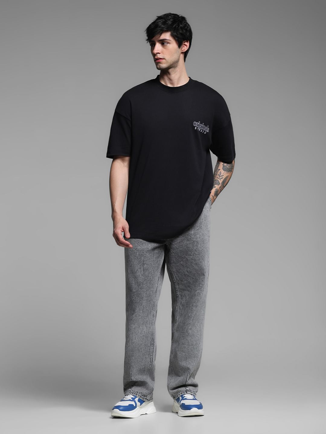 Black Cotton Oversized T-shirt