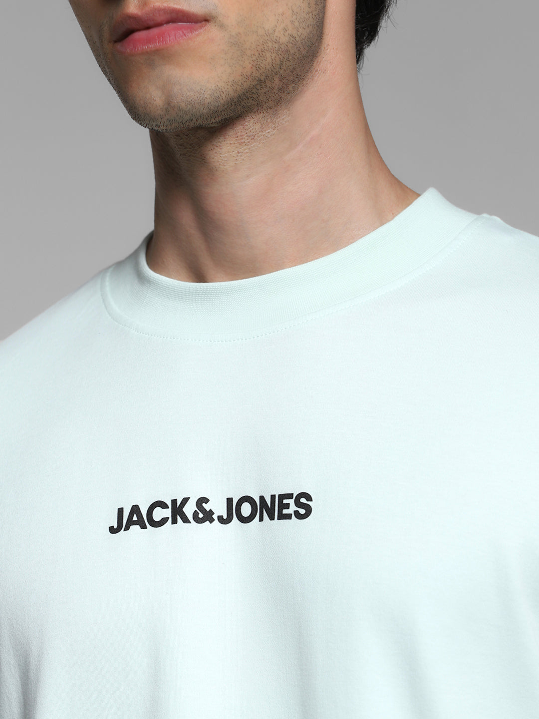 Men's Oversized Cotton Crew Neck Graphic T-Shirt - Clearly Aqua