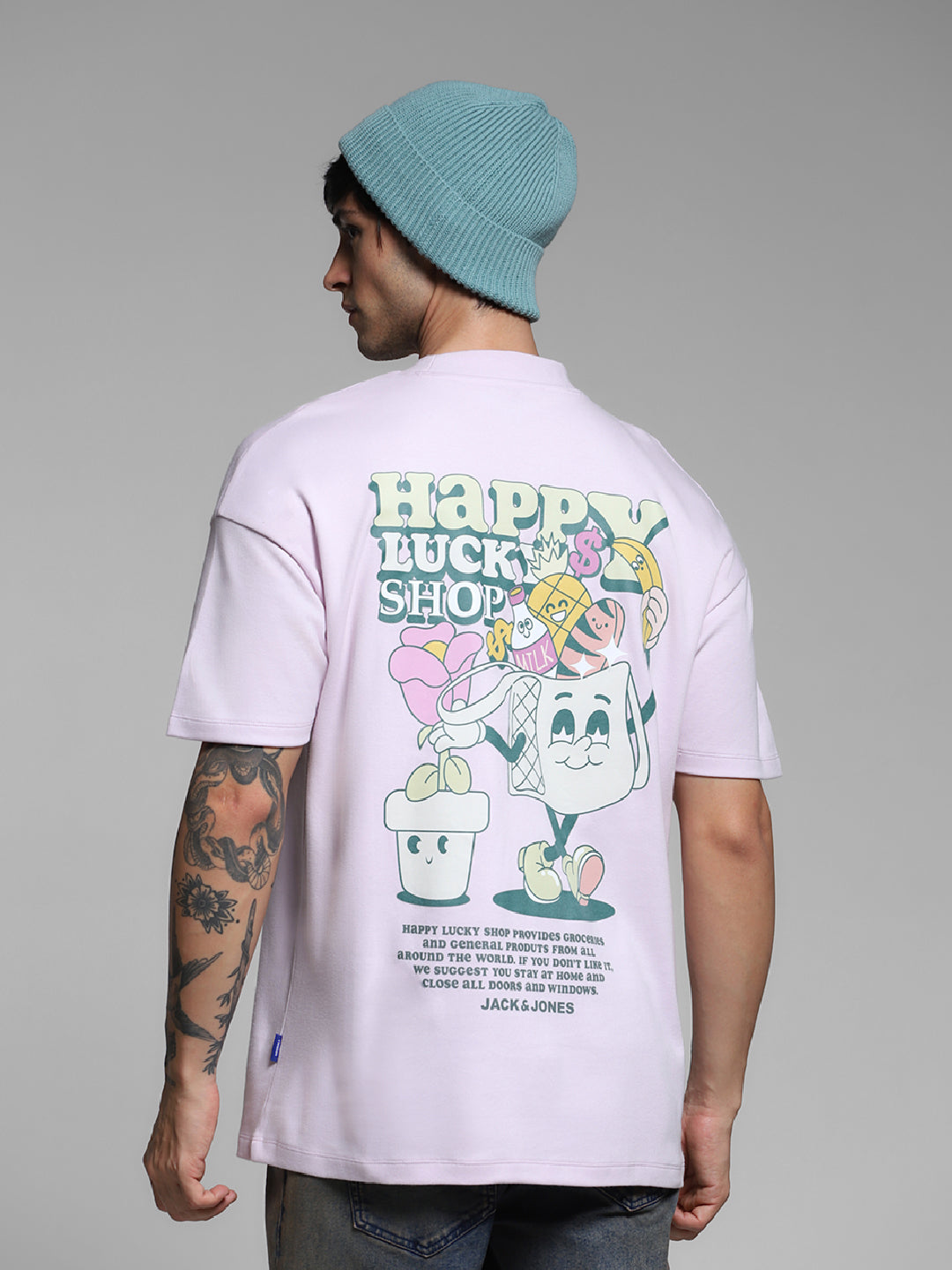 Purple Printed Oversized T-shirt - S