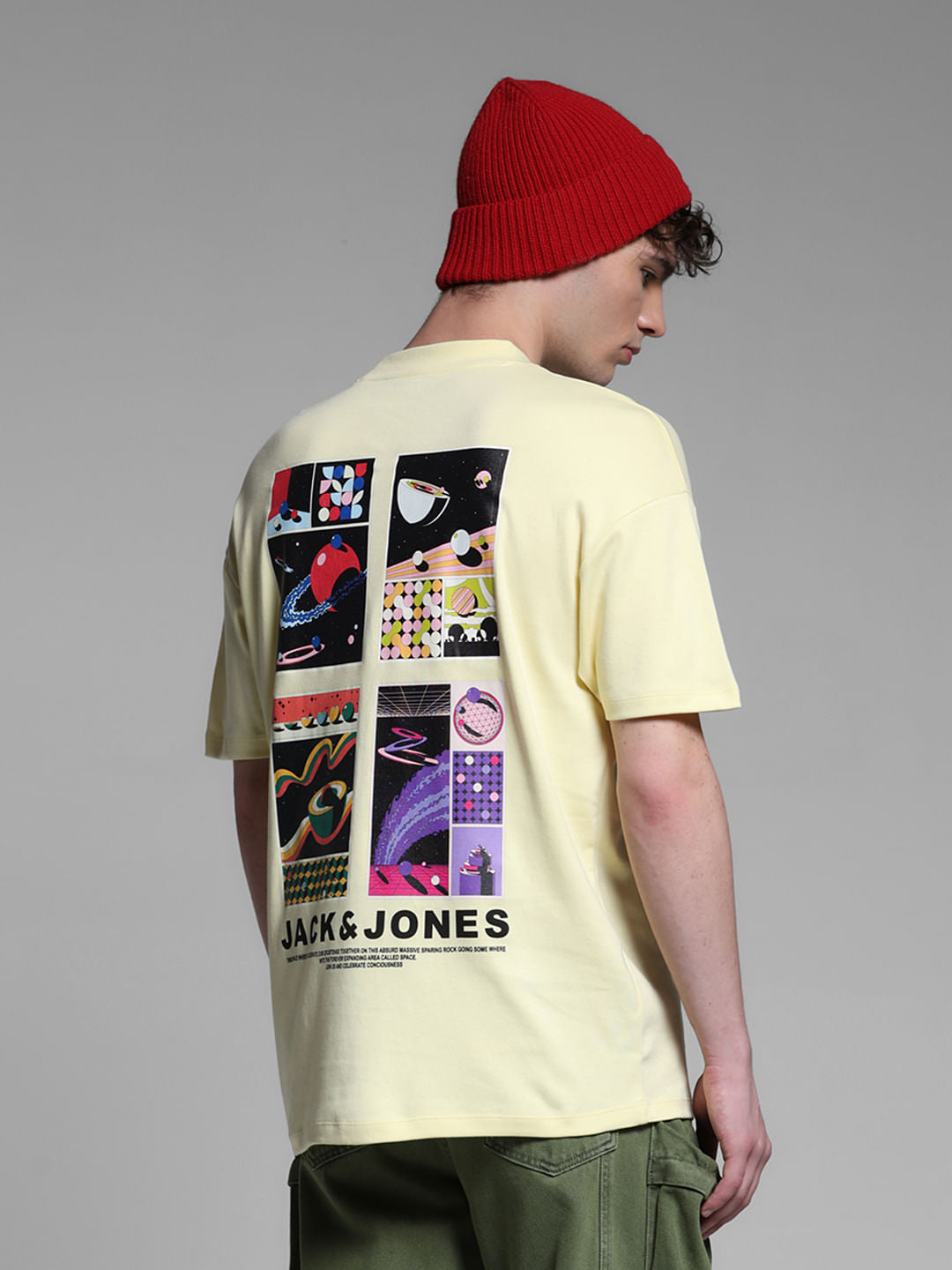 YELLOW LOGO PRINT OVERSIZE T-SHIRT - S