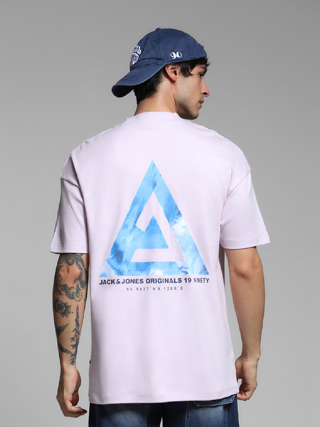 Men's Cotton Oversized Graphic Crew Neck T-Shirt - Lavender