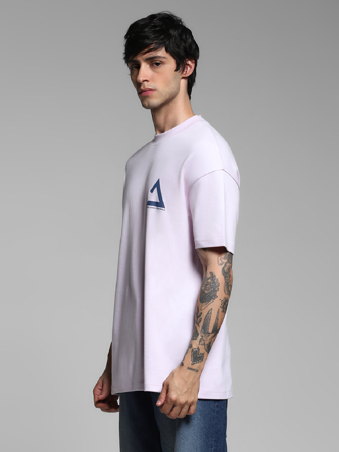 Men's Cotton Oversized Graphic Crew Neck T-Shirt - Lavender