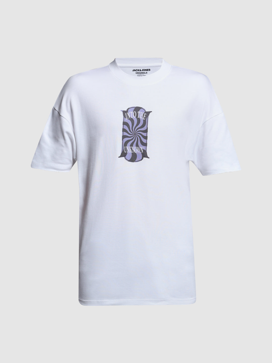 White Printed Oversized Crew Neck T-shirt