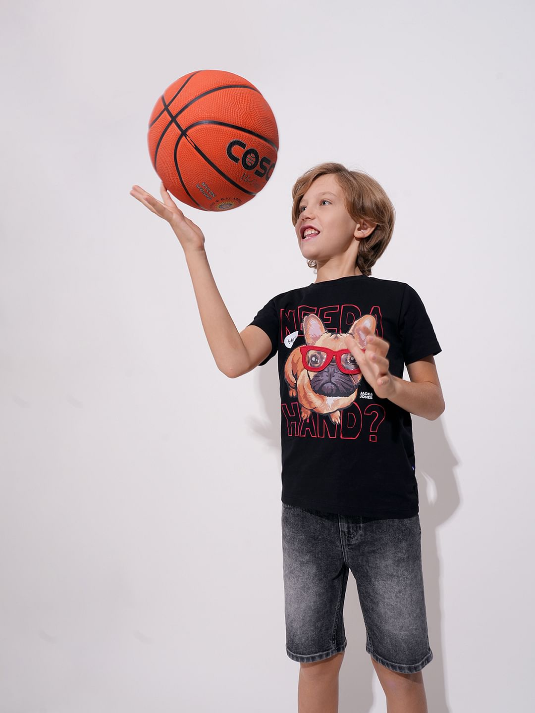 Boys Black Doggo Print T-shirt - 4/5Y