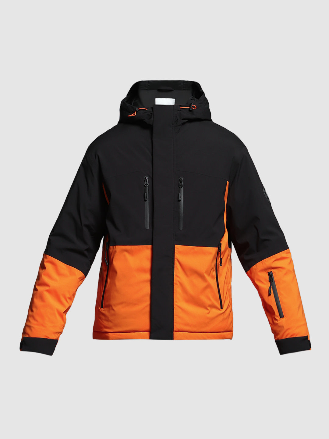 Men's Colourblocked Hooded Puffer Jacket With Zip Pockets
