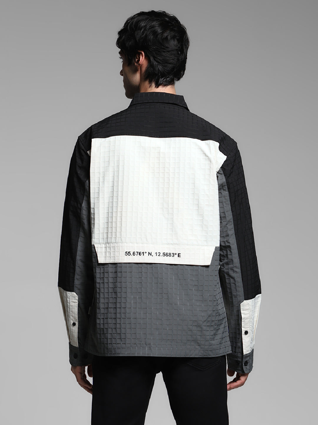 Men's Polyester Colourblocked Utility Jacket With Zip Front