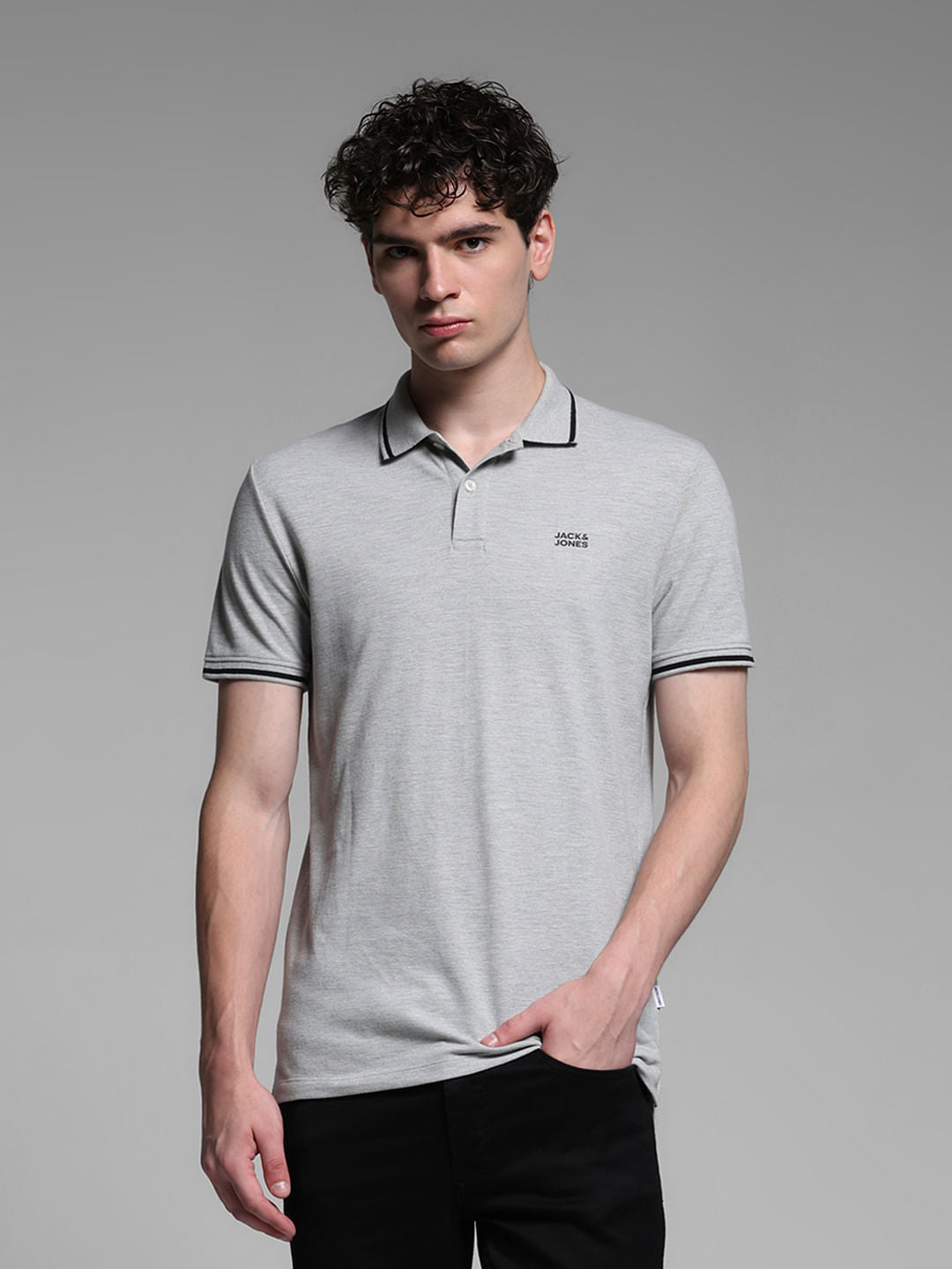 GREY POLO T-SHIRT - S