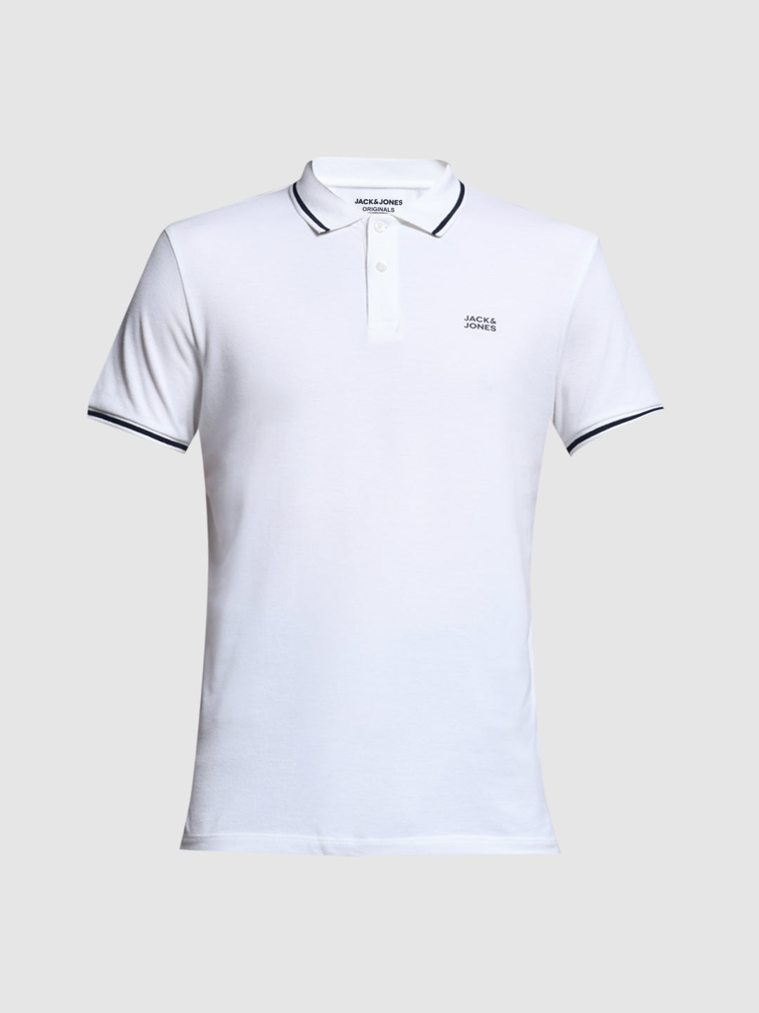 Men's White Regular Fit Solid Polo T-Shirt With Contrast Tipping
