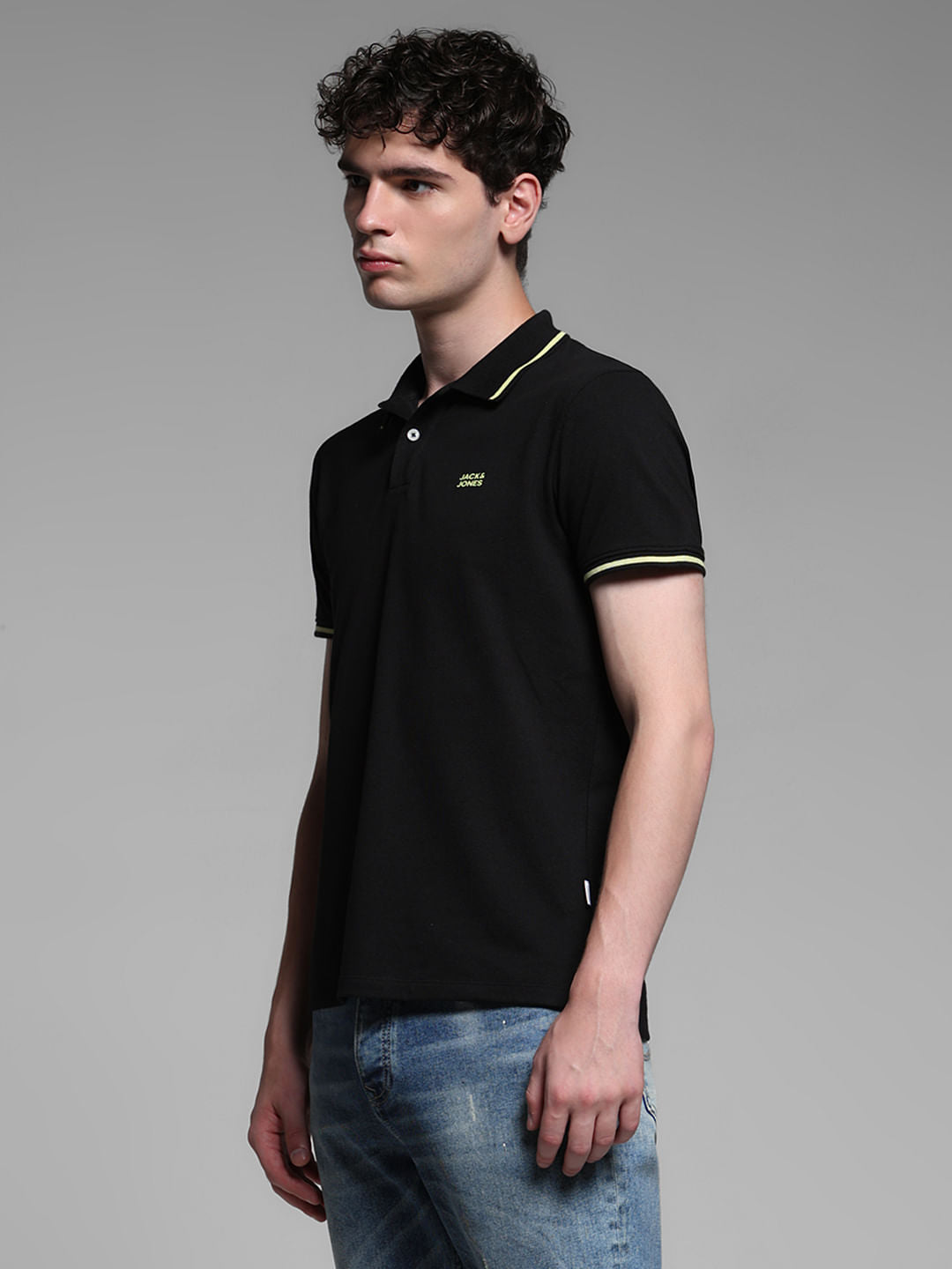 BLACK LOGO PRINT POLO