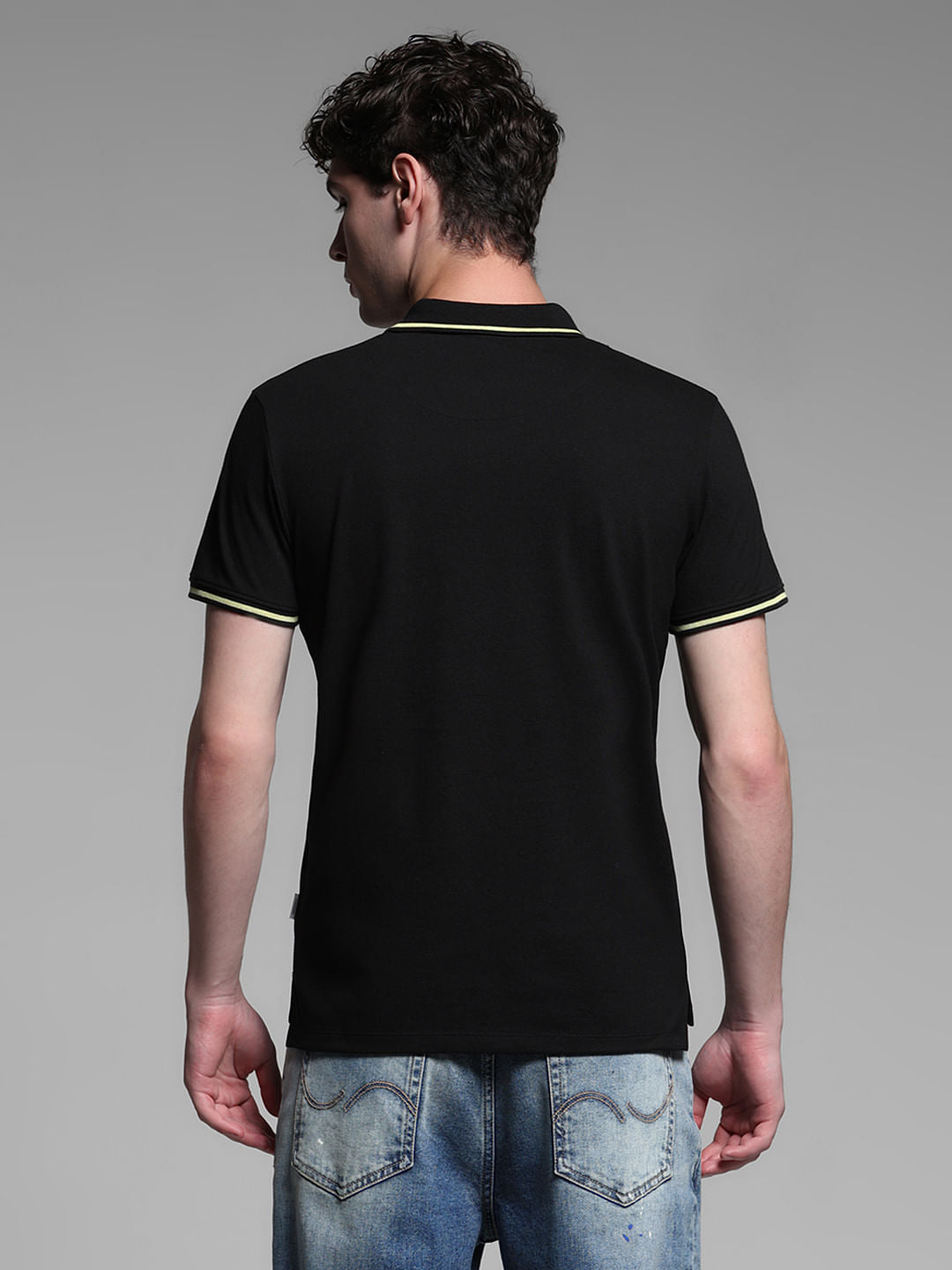 BLACK LOGO PRINT POLO