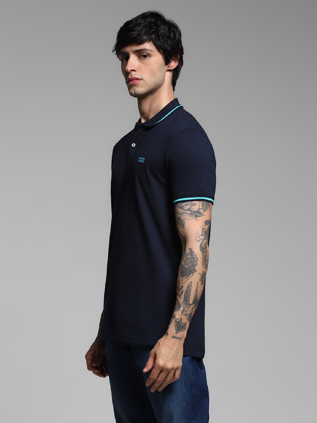 Navy Contrast Tipped Polo