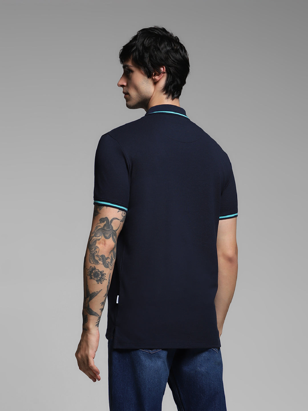 Navy Contrast Tipped Polo