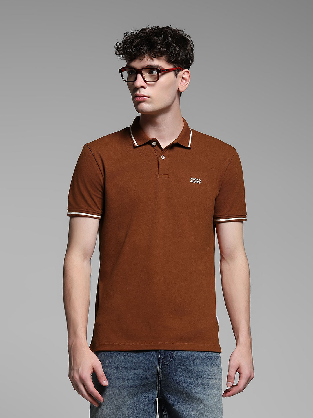 Brown Cotton Polo - S