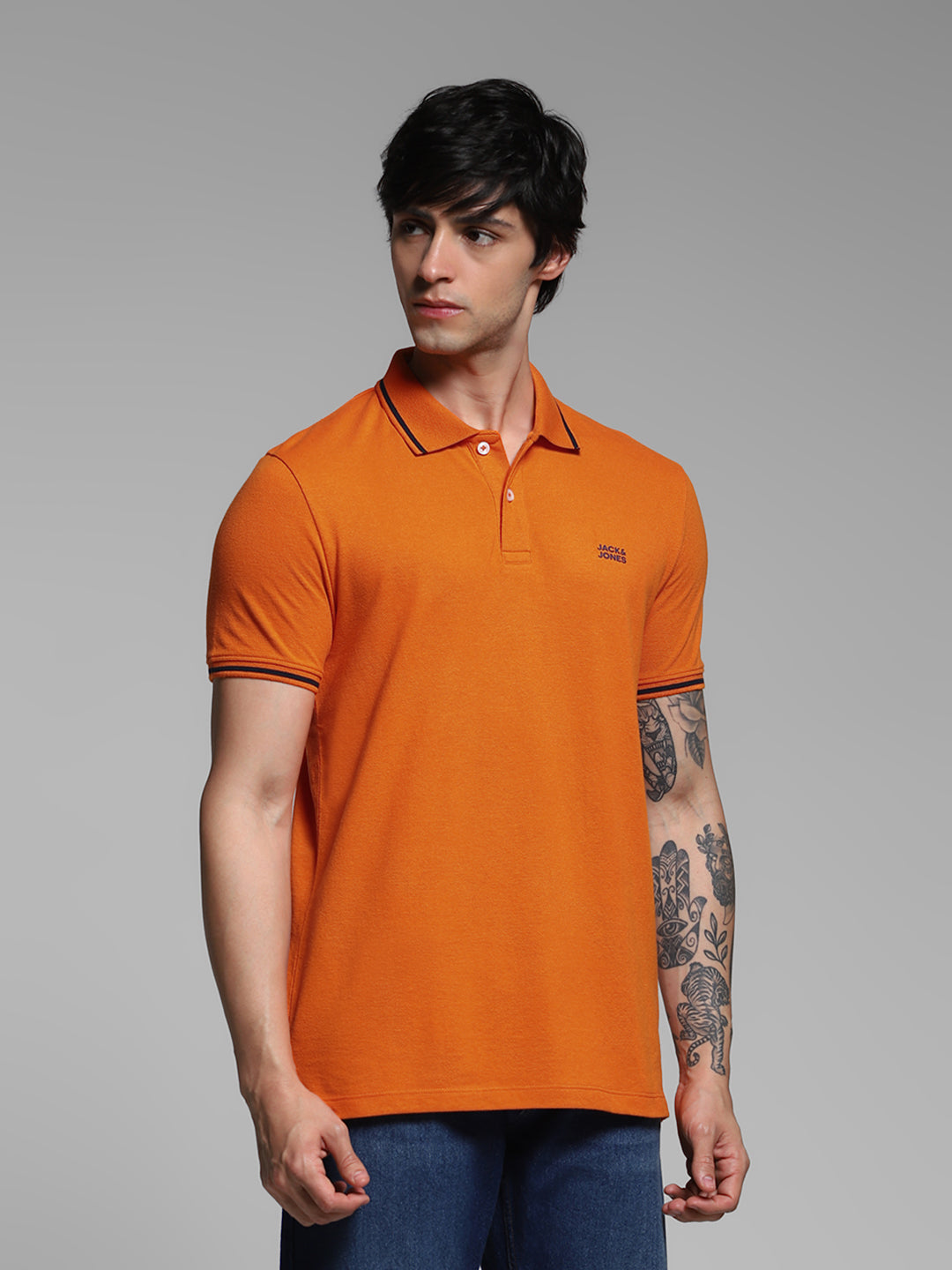 Orange Contrast Tipped Polo - S