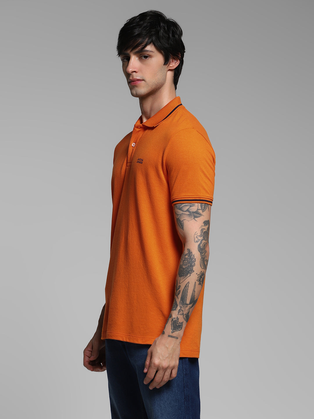 Orange Contrast Tipped Polo