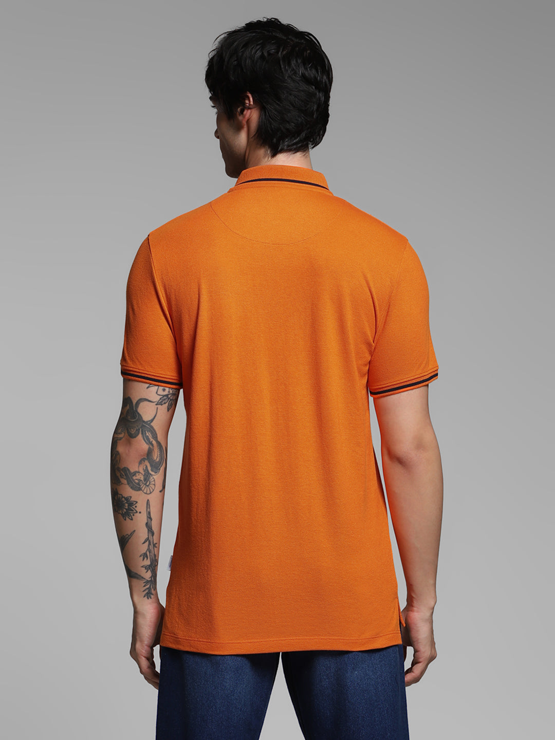 Orange Contrast Tipped Polo