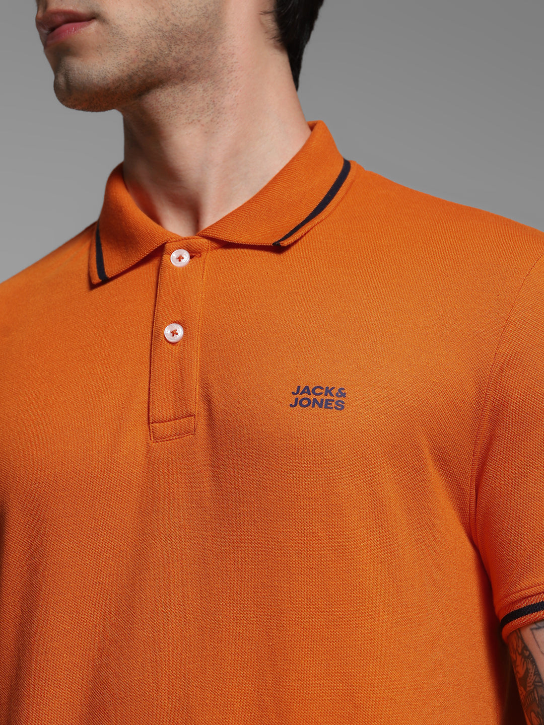 Orange Contrast Tipped Polo